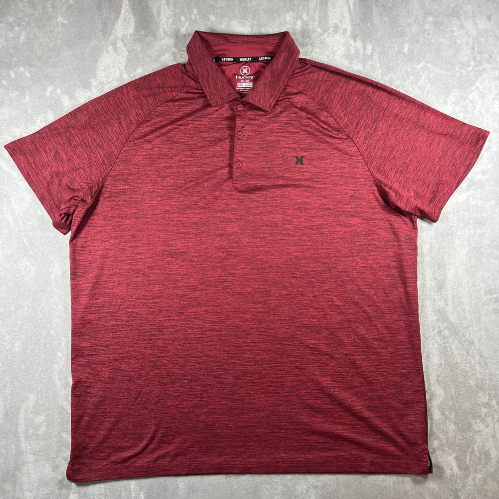 Hurley Mens XXL Performance Polo Shirt Heather Burgundy Red Stretch 1566323